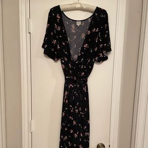 Plus size navy cropped length jumpsuit